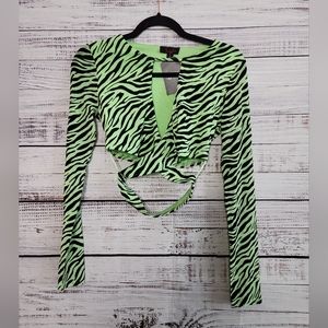 Fire Star S NWTS Green Zebra Crop Top